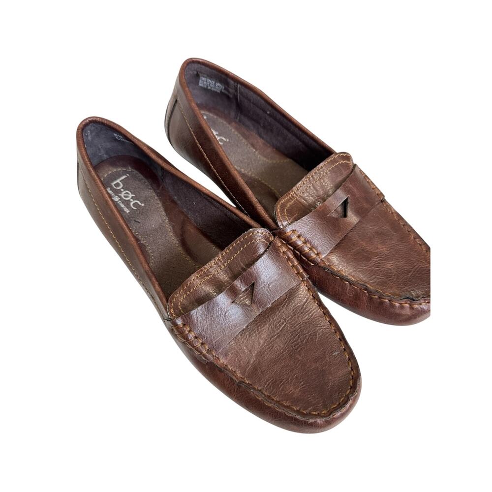 BOC Brown Leather Driving Shoes Womens 8 Loafers Flats Comfortable Classic